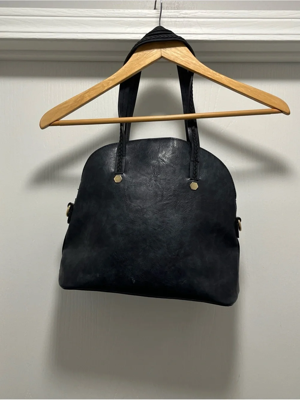 Mellow World Rory Navy Tote Purse Shoulder Bag Vegan Leather Satchel